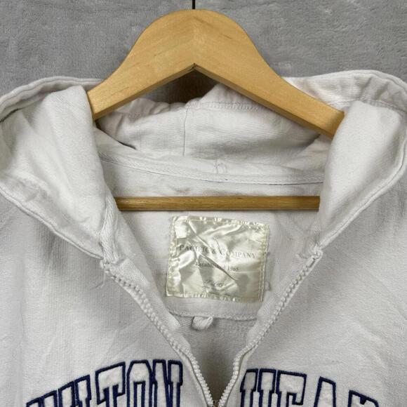 Y2K Pacific & Co Boxy Hoodie Full Zip Hilton Head Island Beach Relax White/Blue - Picture 3 of 8